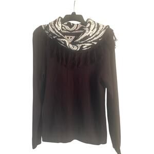 VGUC Vintage Christopher & Banks Petite Cowl Neck Sweater Fringe Size PM